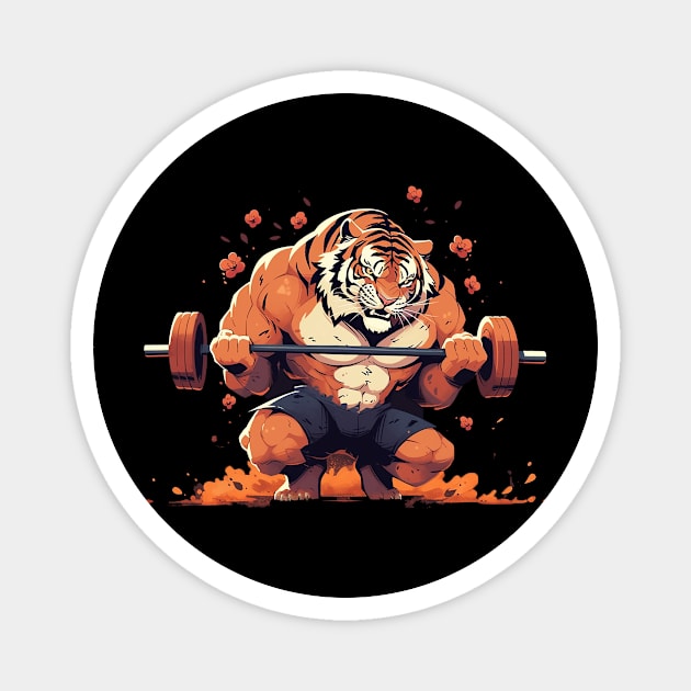 tiger lifting weight Magnet by piratesnow